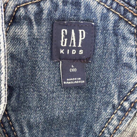 Gap Kids Girls Denim Overall Dress L 10 Adjustable Straps Shirtall - Picture 5 of 5